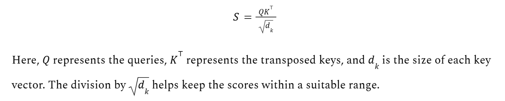 standard scaled dot-product attention formula